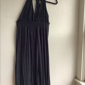 Ella moss Black jersey halter dress with unique hemline